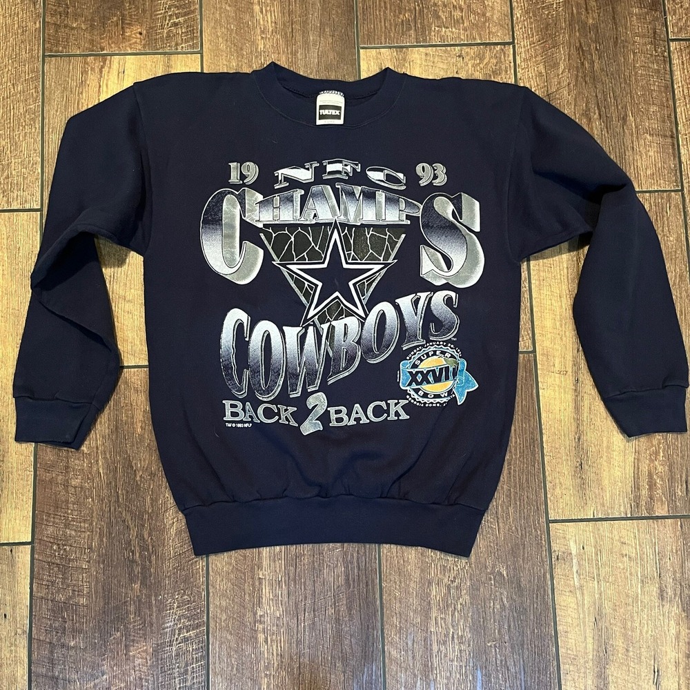 VTG NFL Dallas Cowboys Super Bowl champions sweater 1993 blue Large TROY AIKMAN